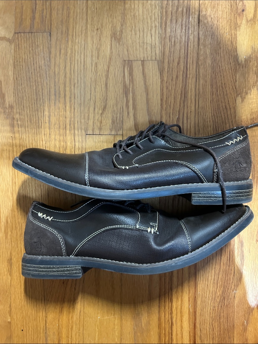 Original Penguin Men's Dark Brown Leather Lace-Up Oxfords